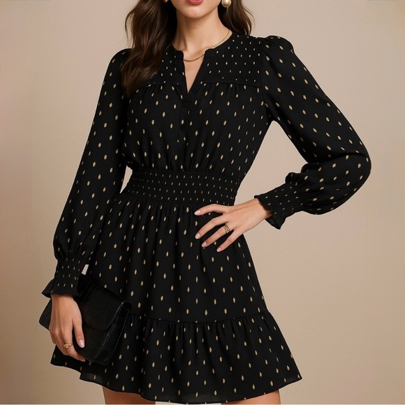 White House Black Market Dresses & Skirts - White House Black Market Black Dress with Gold Accents
